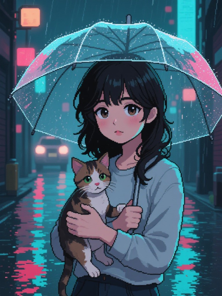 Rainy day, the kitten and I image