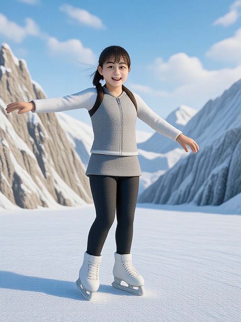 The girl skating on the glacier image