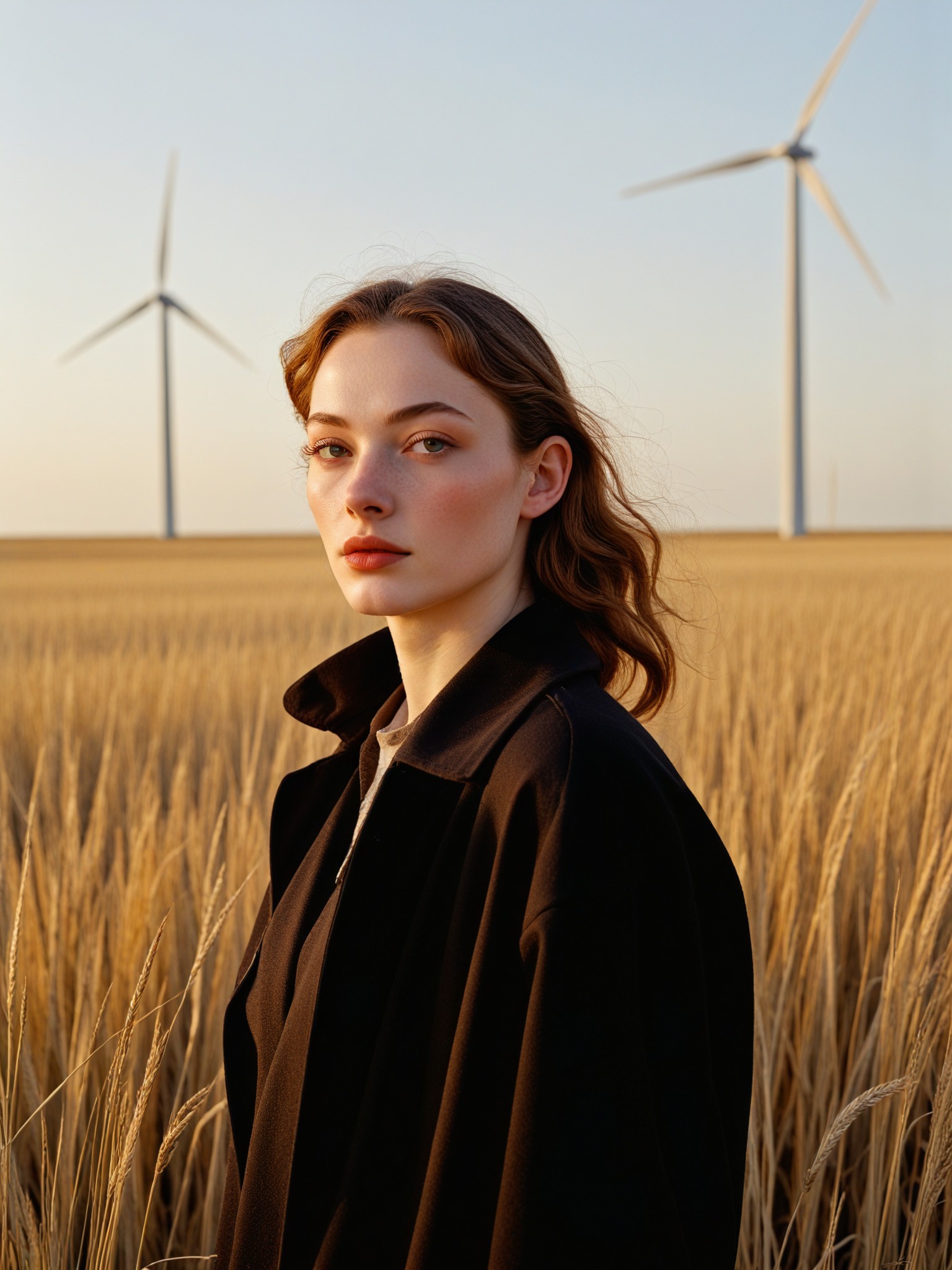 Wheat field windmill image