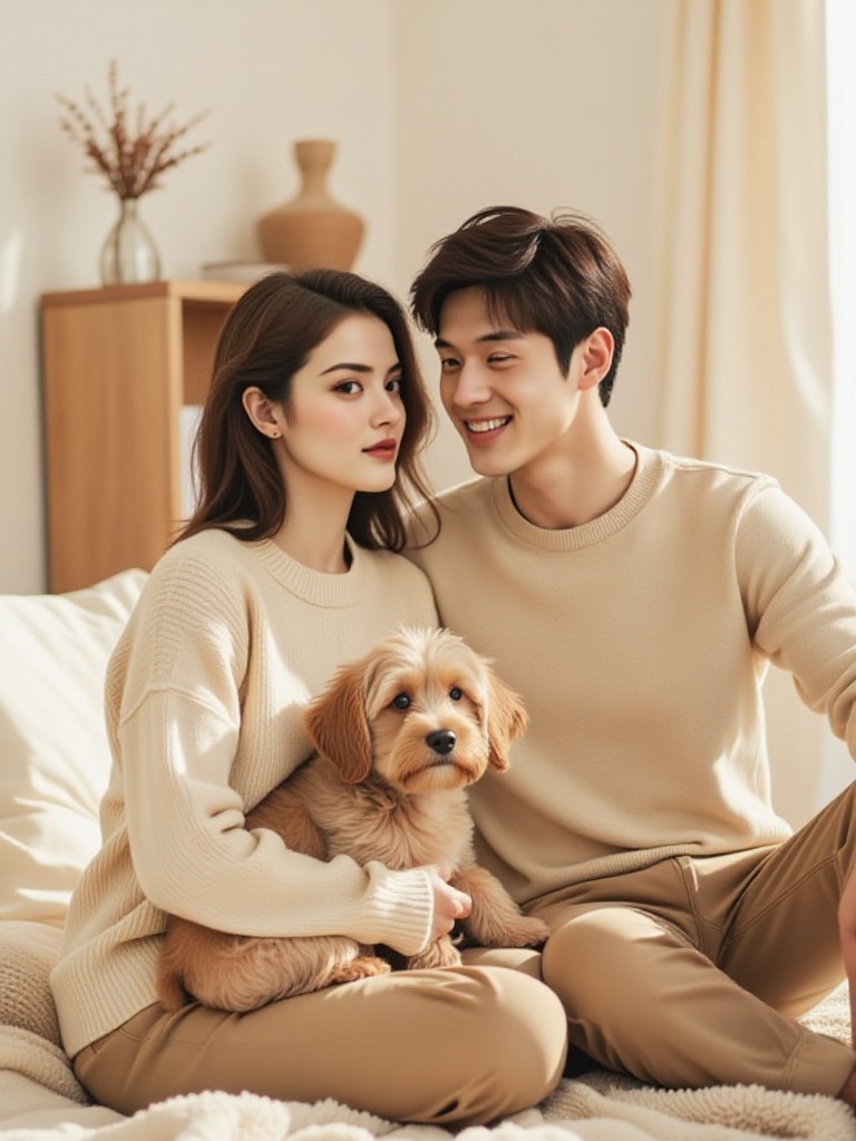 A couple and a puppy image