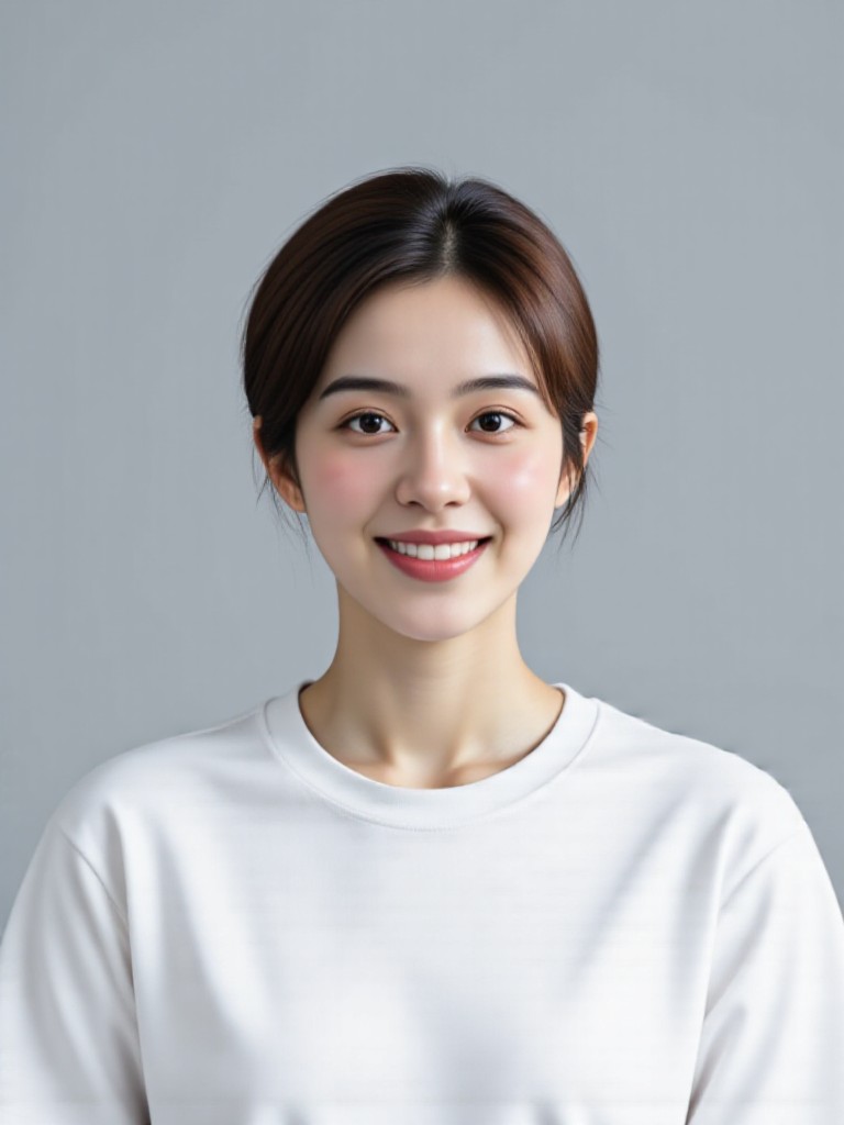 Simple white T-shirt ID photo image