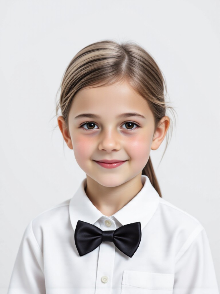 A girl's ID photo in a white shirt image