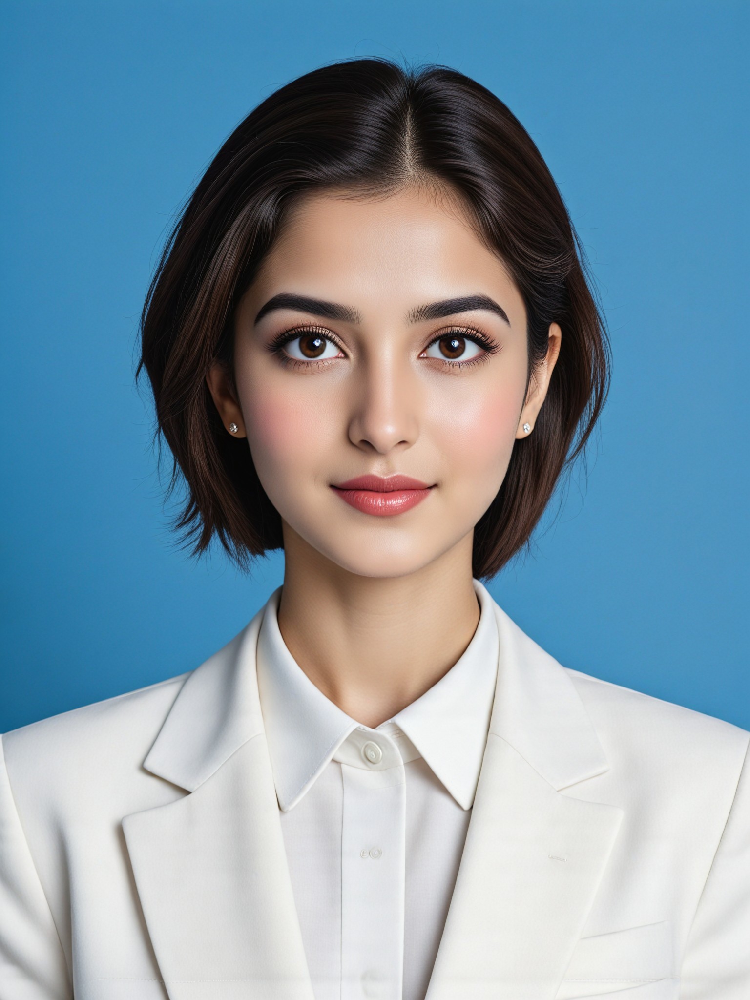 ID photo - woman in white suit image