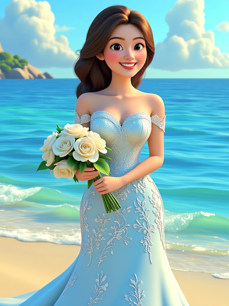 The bride is coming towards you image