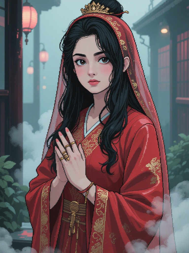 Bride in Chinese Red Wedding Dress image