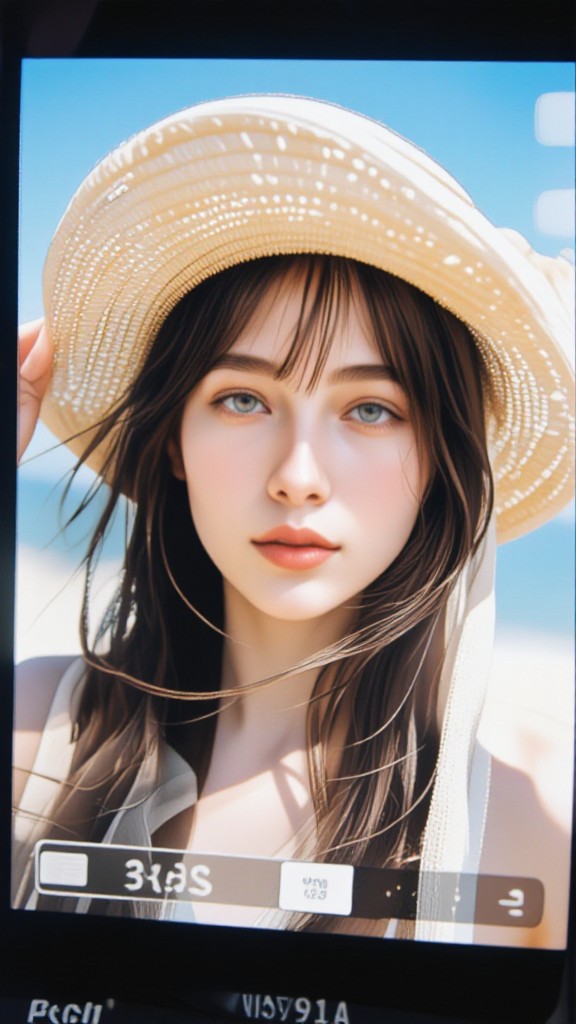 Summer, beach, straw hat image