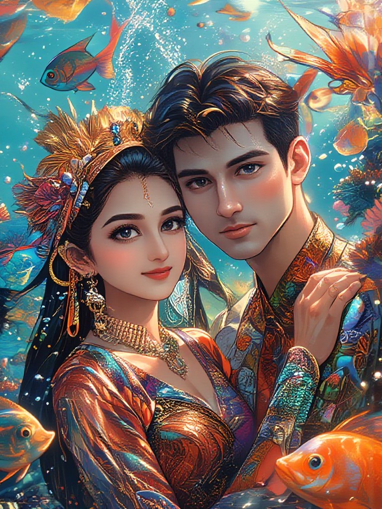 Kissing underwater image