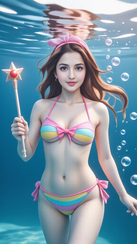 Cute magician in the water image