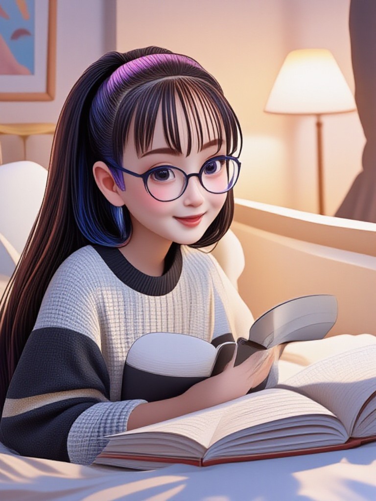 Reading Girl and Naughty Cat image