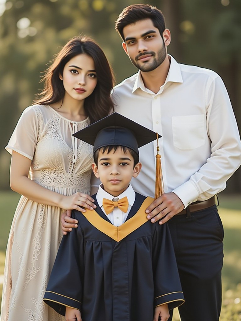 Parent-child graduation photo image
