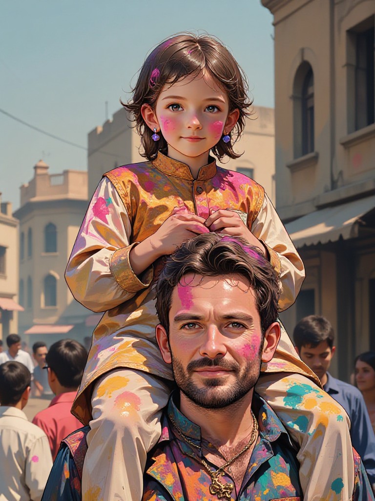 Holi father and child photo(Video) image