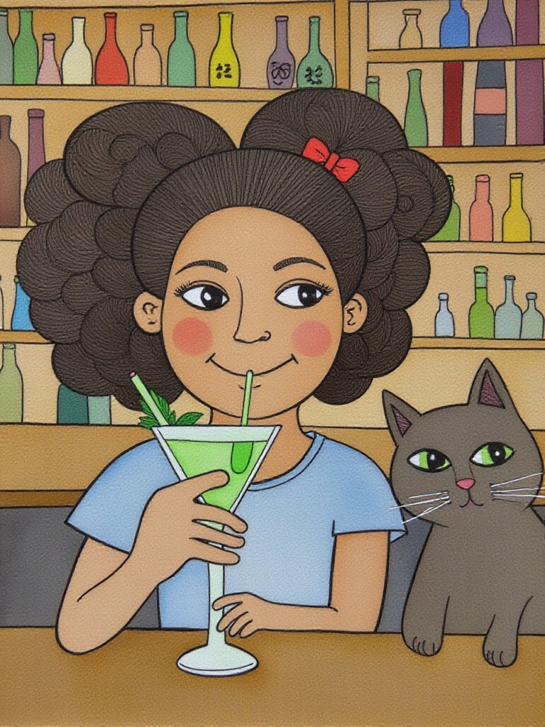 바 카운터 및 고양이 image