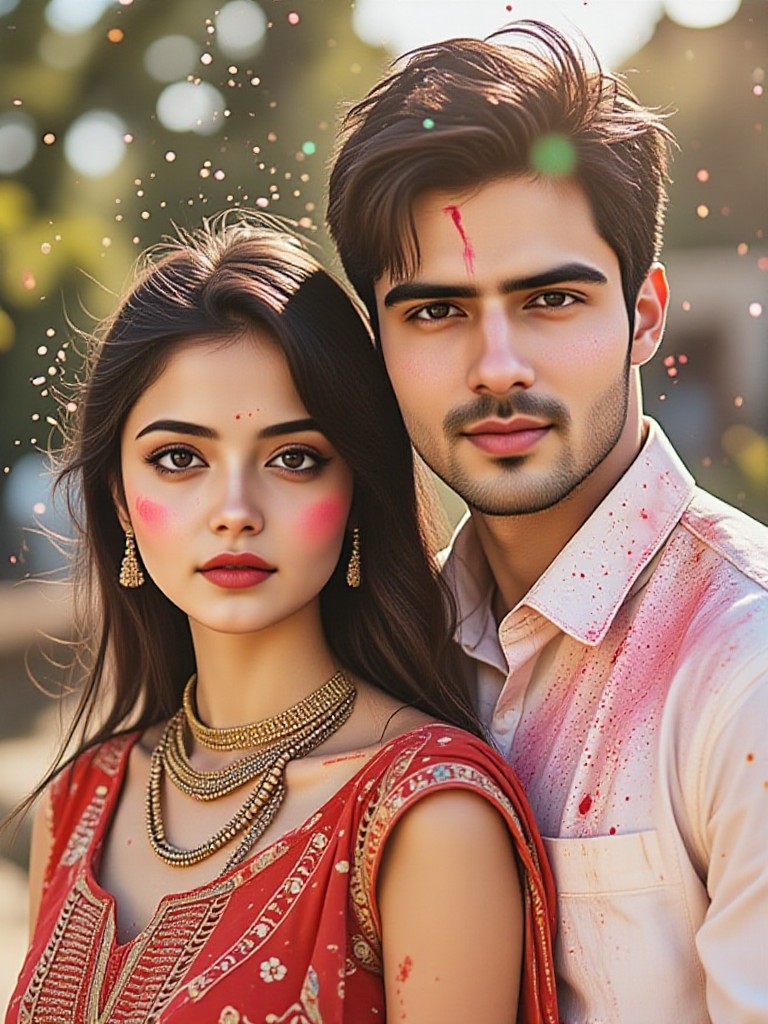 Holi festival Indian couple(Video) image