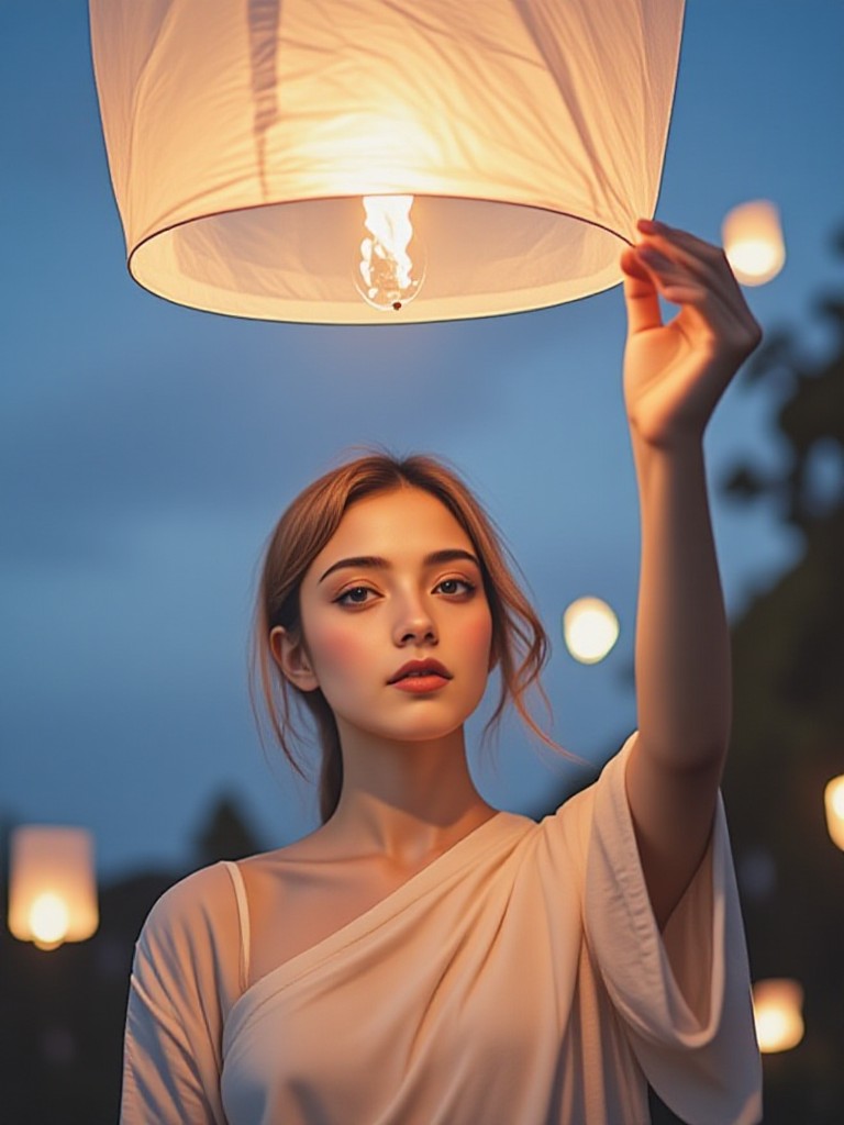 Waisak Day sky lantern woman 02(Video) image