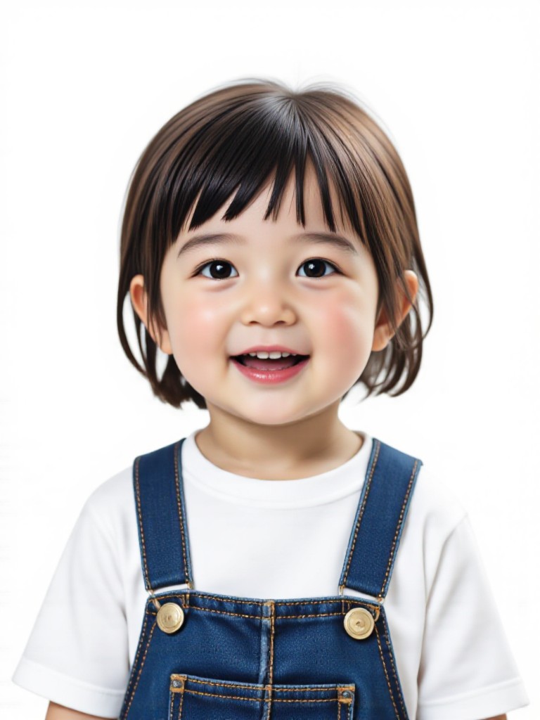 A child's ID photo in denim overalls(Video) image