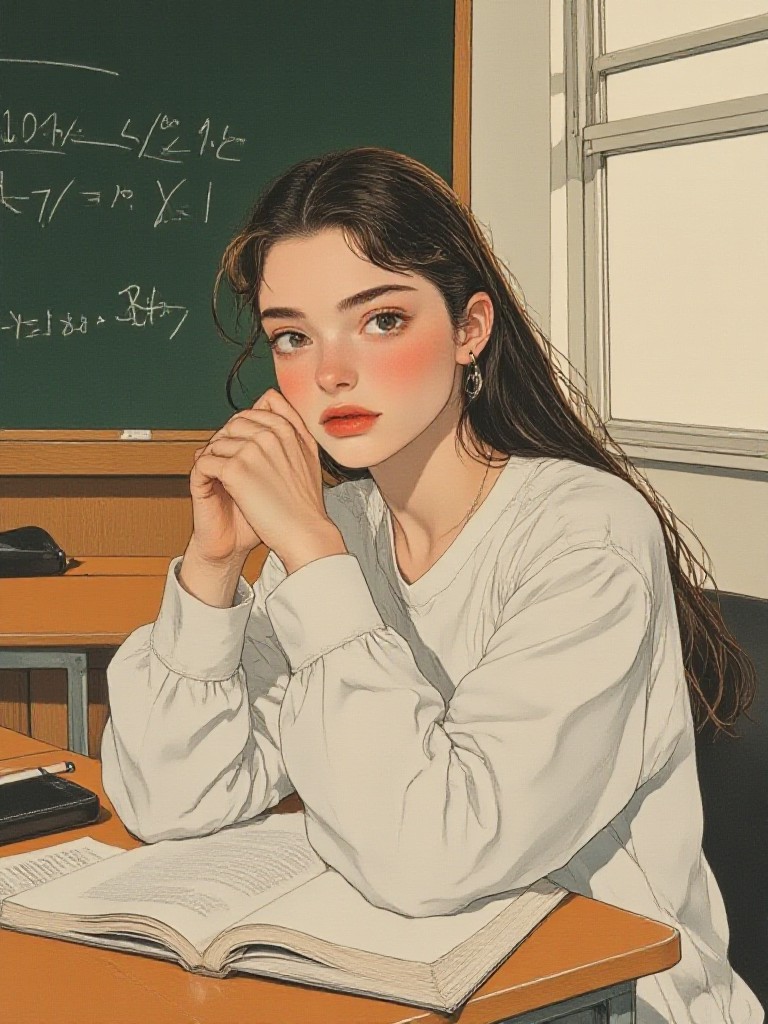 School Hand-drawn Portrait: The Dedicated Scholar(Video) image