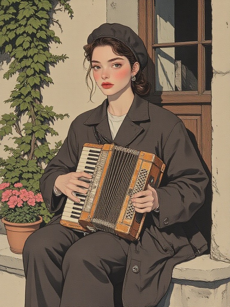 🪗 Accordion player on a brick street(Video) image