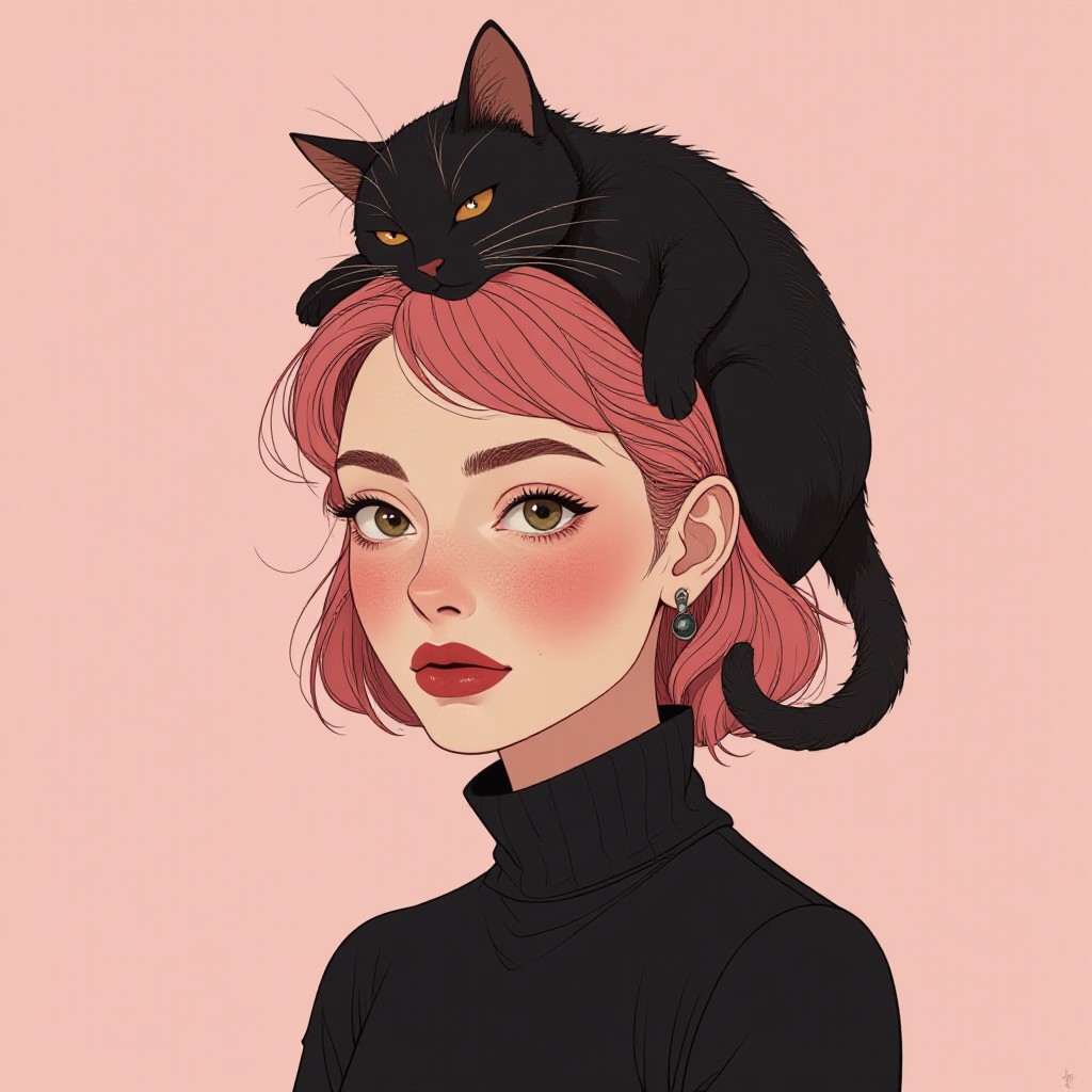 Girl Avatar - Cat Lying on Head(Video) image