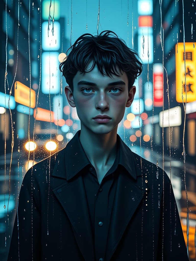 Close-up of fogged-up glass on a rainy night(Video) image