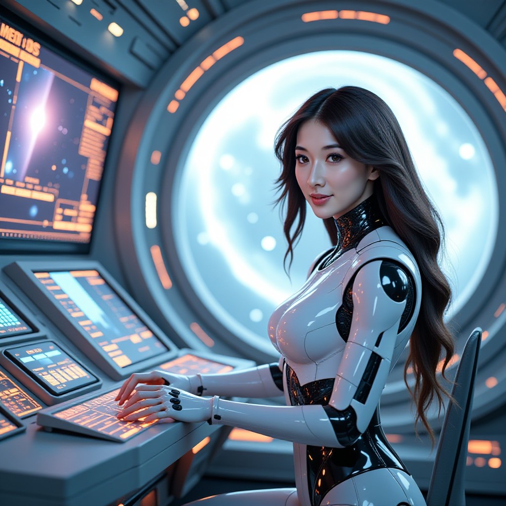 [Master_Realistic Style: Future Starship Female Robot (Video) image