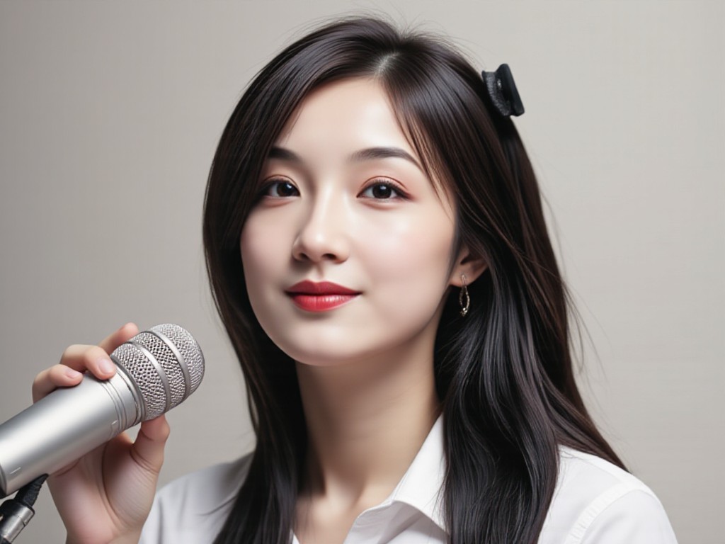 [Master_Movie Portrait] in a podcast recording with mic(Video) image