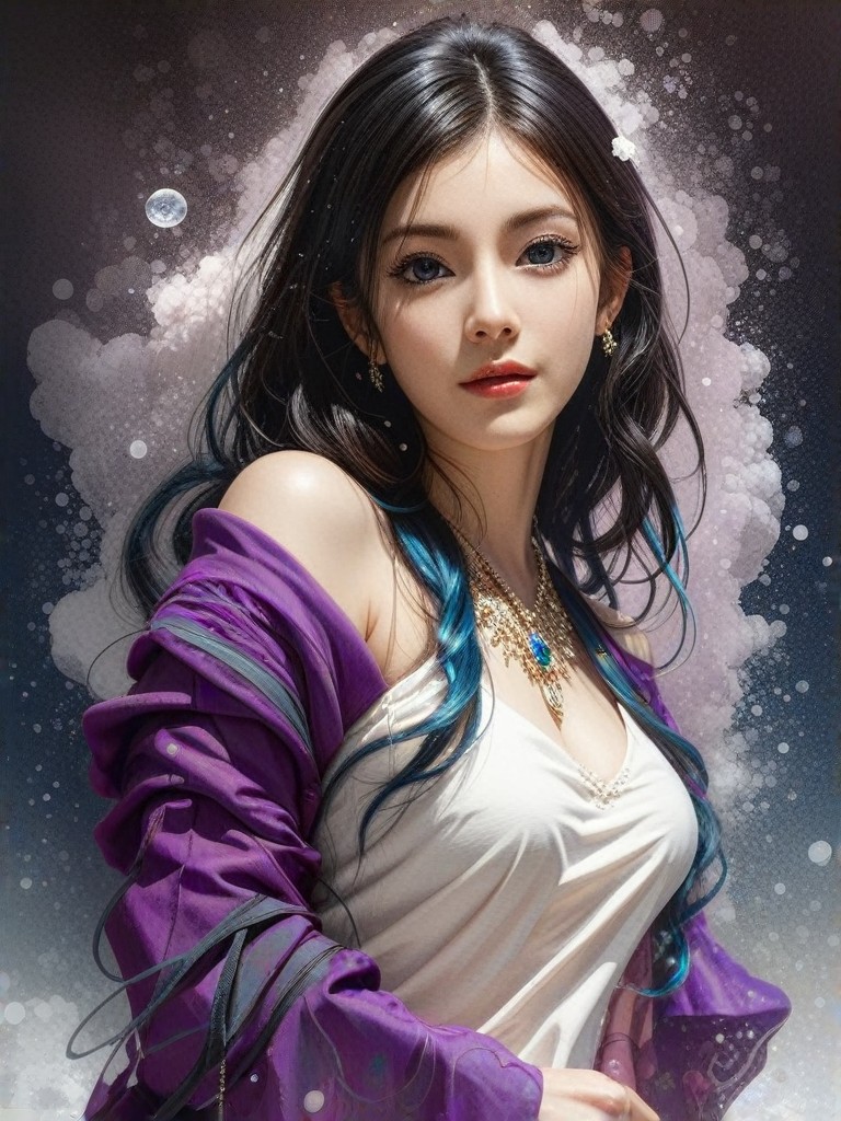 Beautiful girl standing in front of colorful background (Video) image