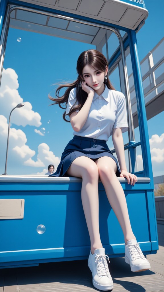 Youth silhouette under the blue sky carriage Sunny Light  × Cute Universal  Campus Scenery Visual Style (Video) image