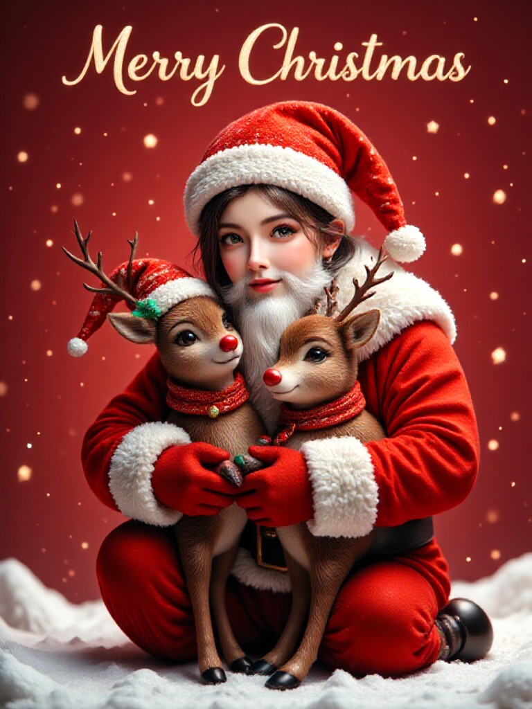 [Static] Master Christmas Style] Santa Claus (Granny) and cute reindeer, using full hugs to convey the most sincere blessings! ✨ (Video) image