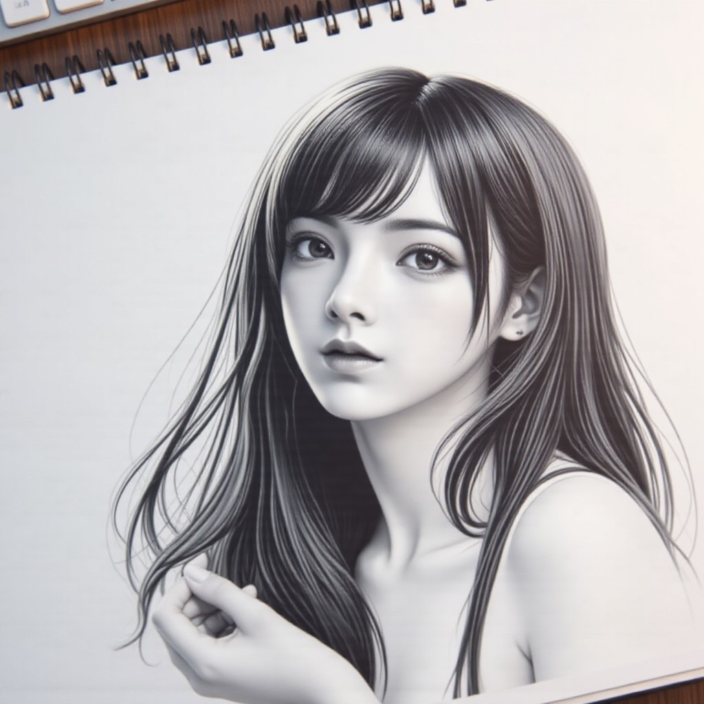 [Master Sketch Cute Beauty Edition 🖊️✨  When art blends with reality, creativity blooms infinitely!   🎨📖 (Video) image