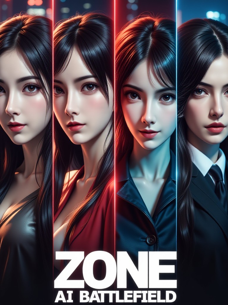 《ZONE：AI Battlefield "Women's Edition | Digital Confrontation Movie Poster Style (Video) image