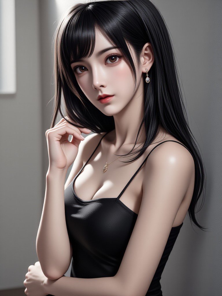 Master-Asian Female Portrait《 Light and Contour Realistic Painting  × Clean Light  Realistic minimalist style portrait creation (Video) image