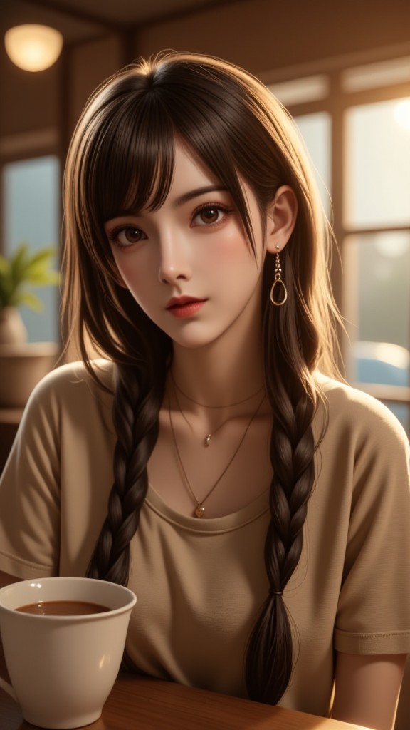 Sunset Coffee Time - Soft Light Portrait - Quiet Soft Light Wind (Video) image