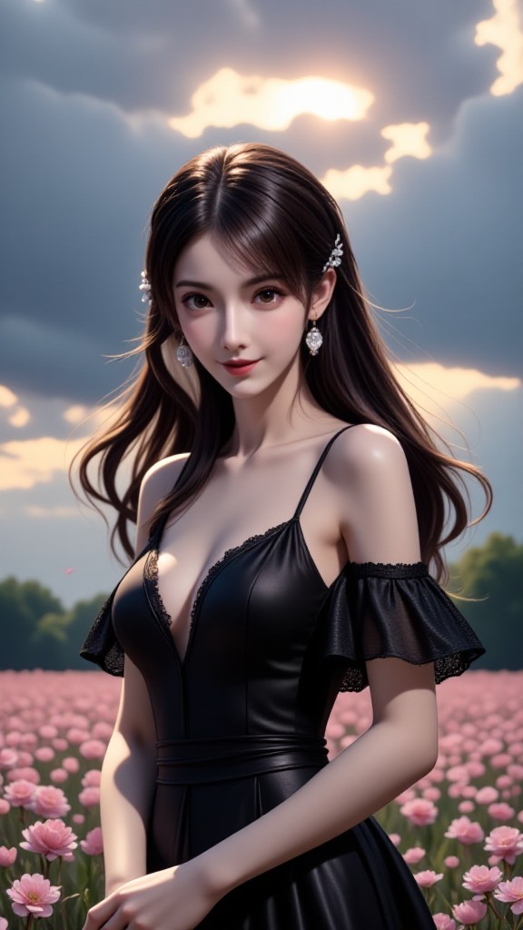 Twilight Flower Sea: Black Poetry "- Realistic Painting Style (Video) image