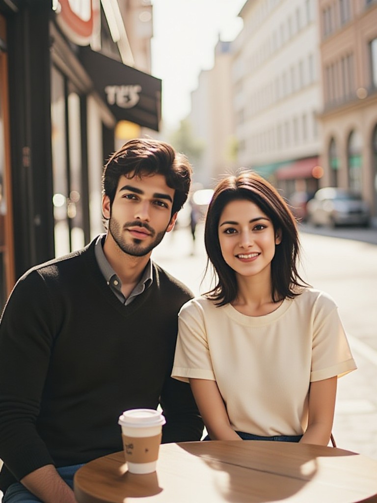 A couple in a coffee shop image