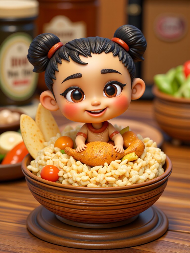 Sitting inside hand-grab rice image