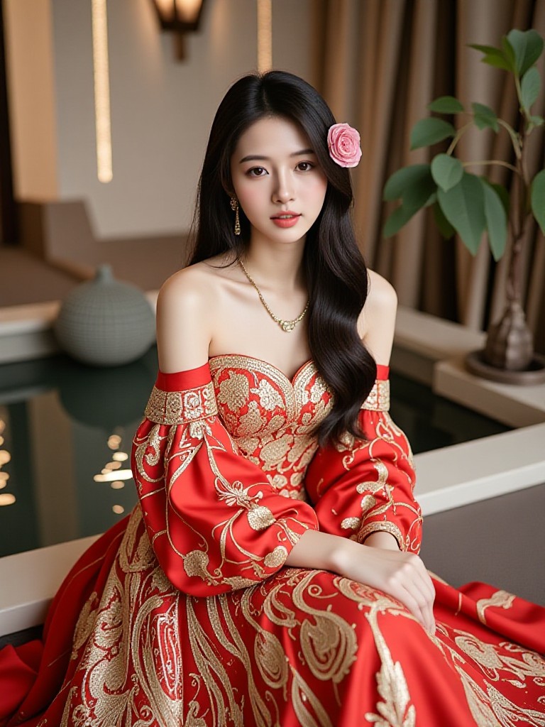 Red Gold Dress image