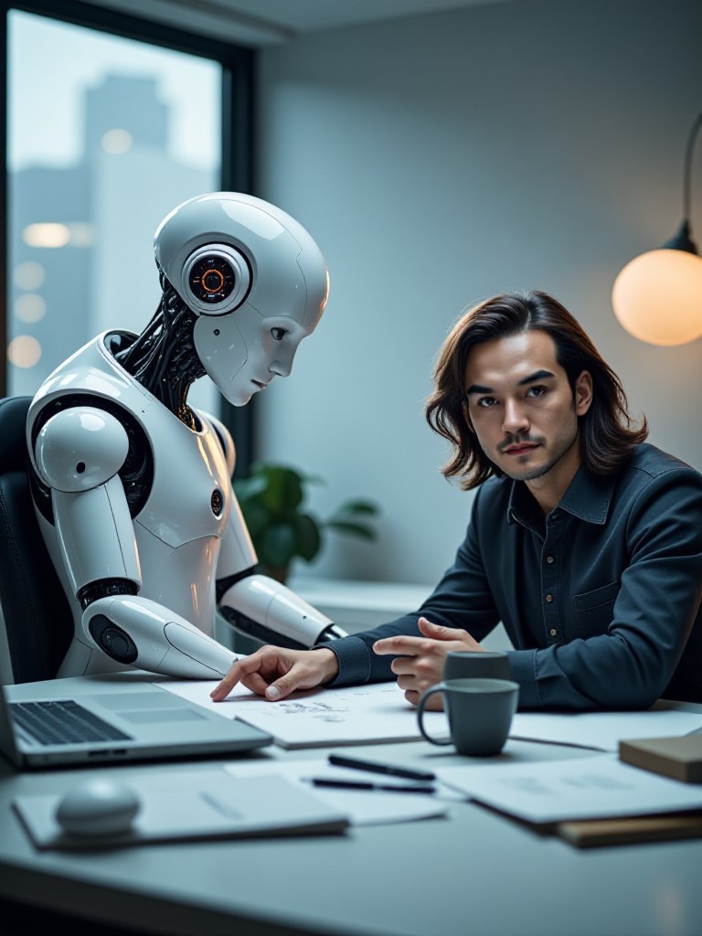 A futuristic office setting image