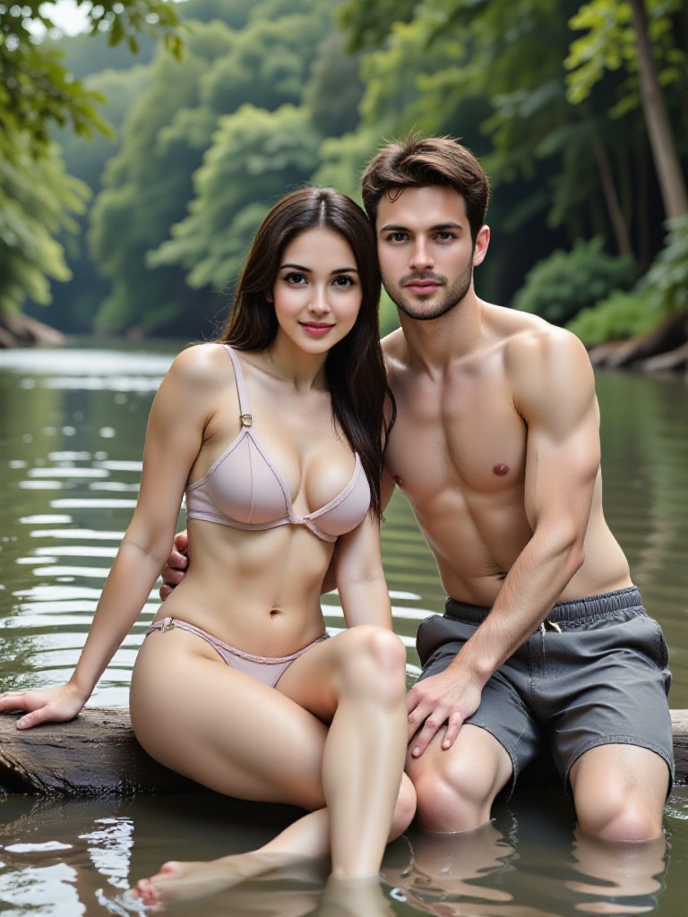 Couple by the river V2 image