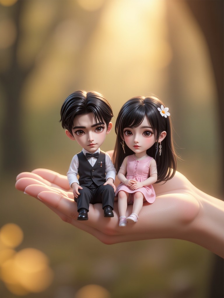 AI The animated version of 'Happiness in the Palm' features a small figure and great happiness. image