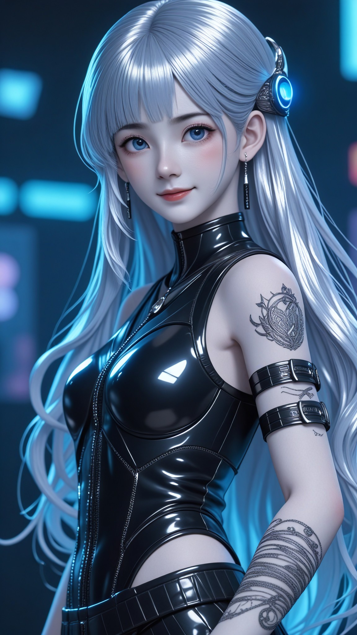 Silver haired leather jacket image