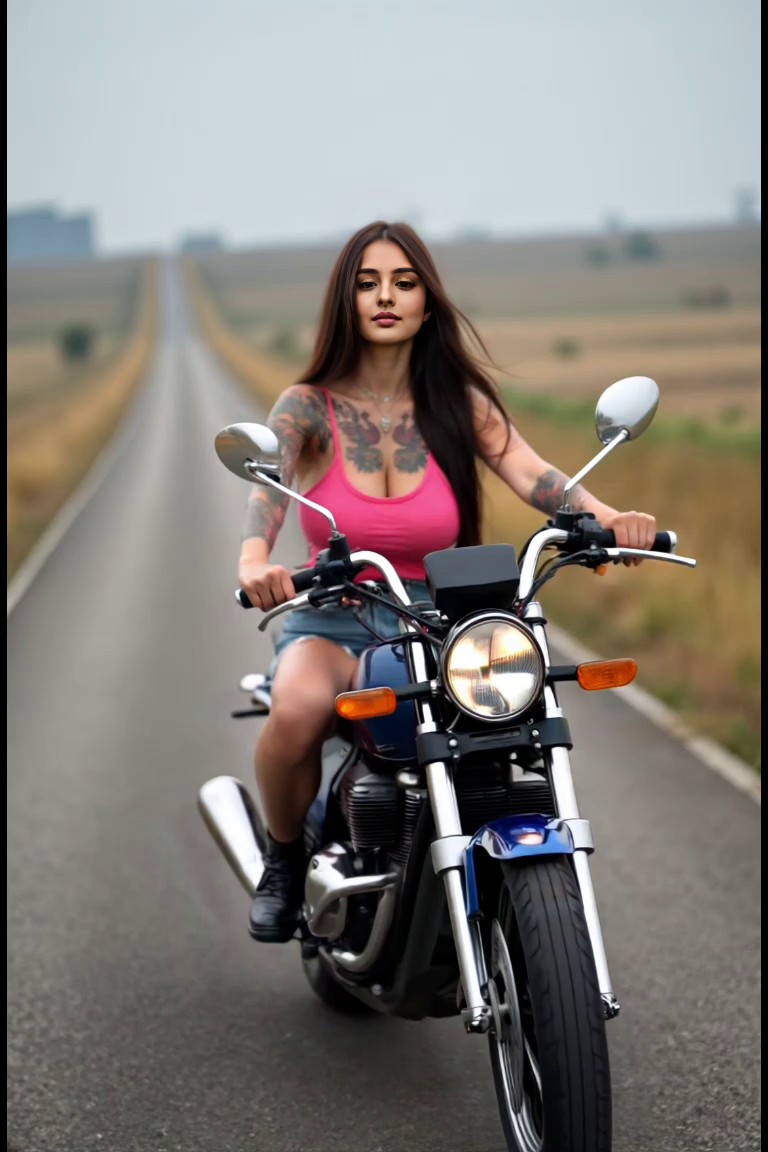 Girl riding a motorcycle image