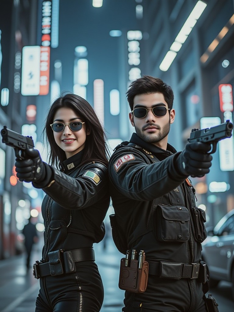 Two People holding pistols  image