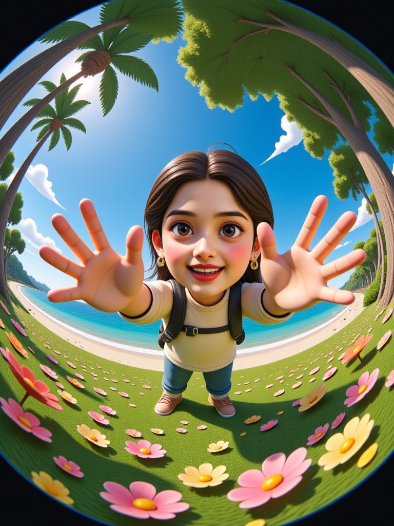 3D Fish-eye lens image
