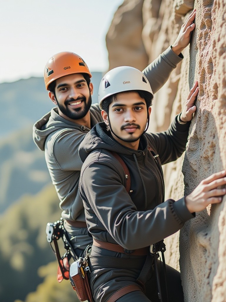 Two People rock climbing image