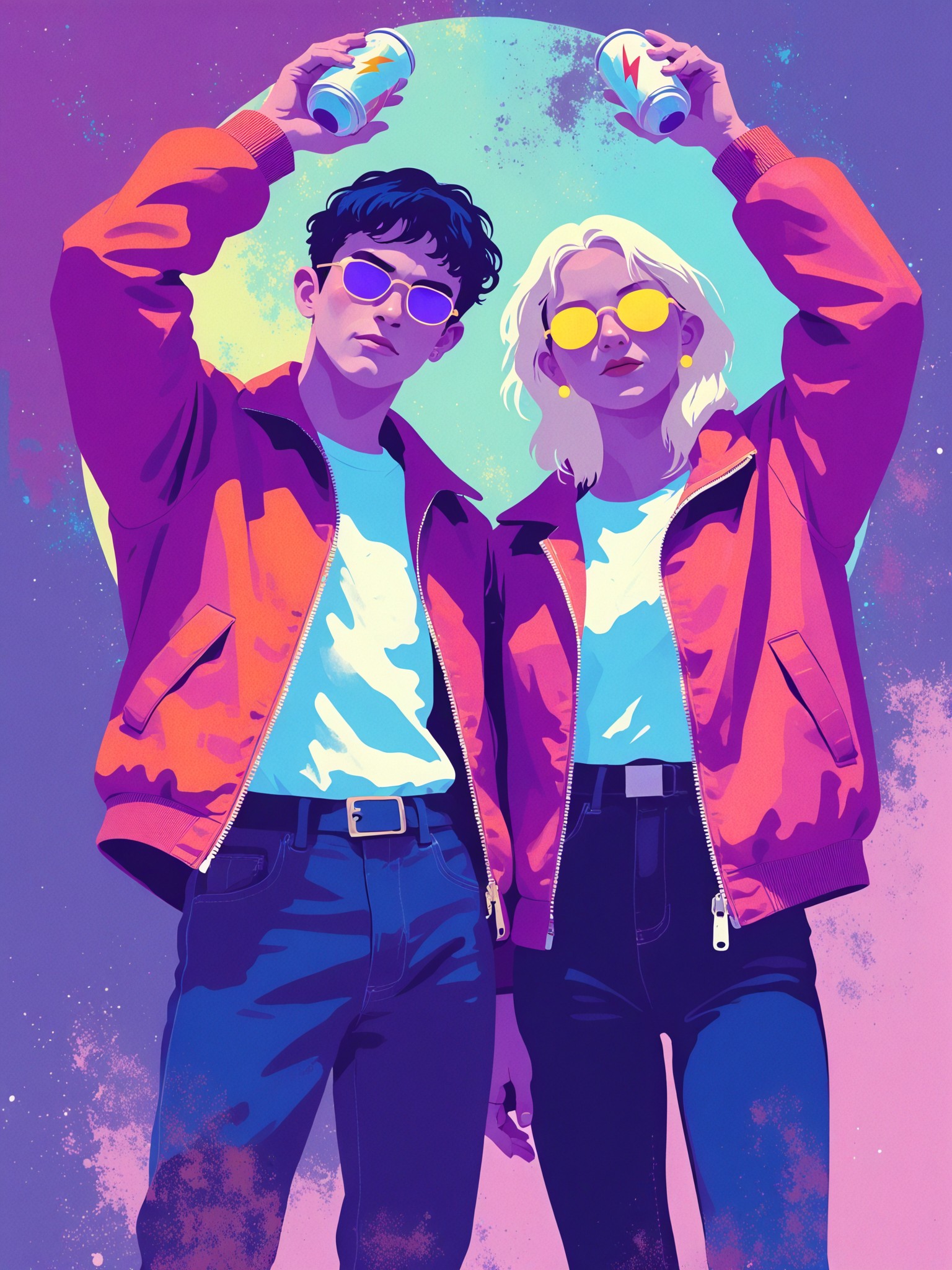 Couple Photo of Pop Art Ad Illustration Style image