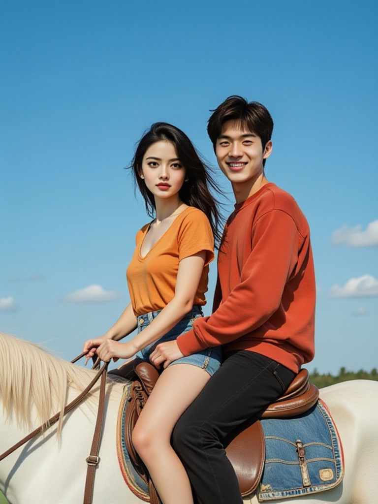Two people are riding horses image