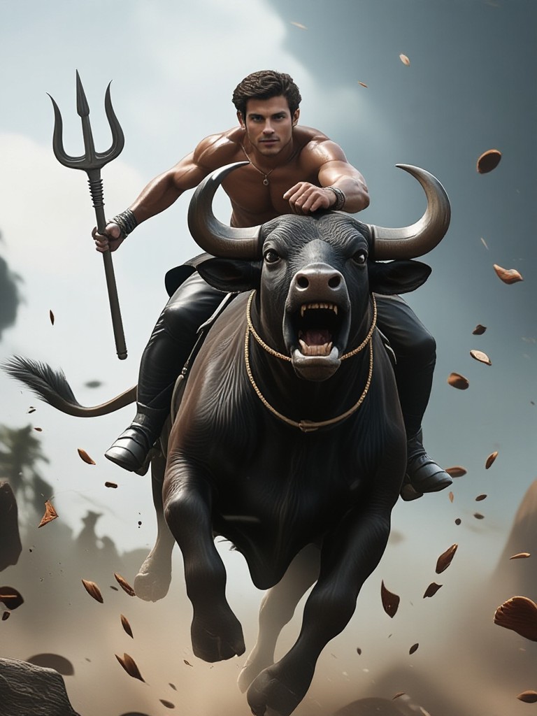 "The brave warrior and the bull." image