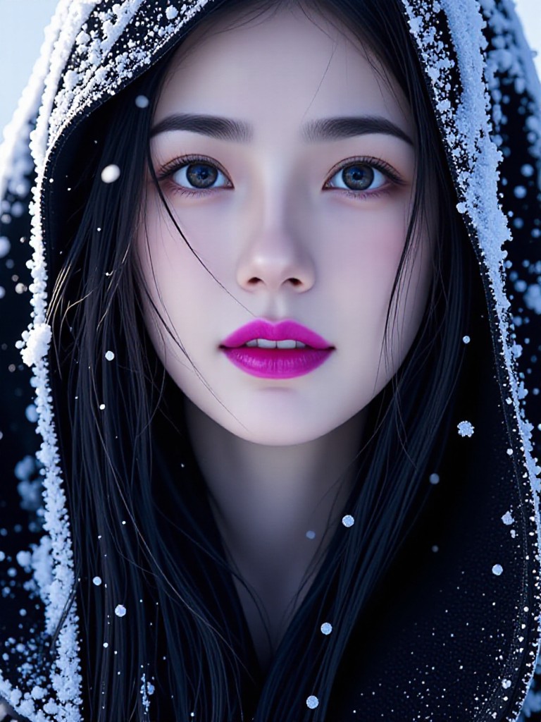 Purple lipped girl image