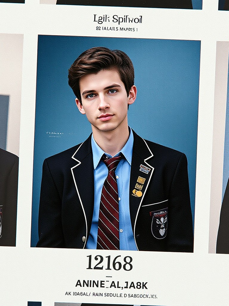 American high school ID photo-man image