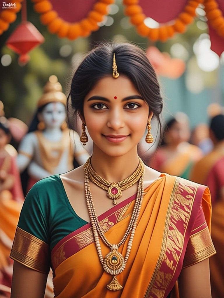  Indian Janmashtam Festival Woman image